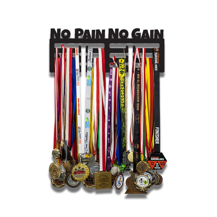 Suport medalii, No pain No Gain, MDF, Negru