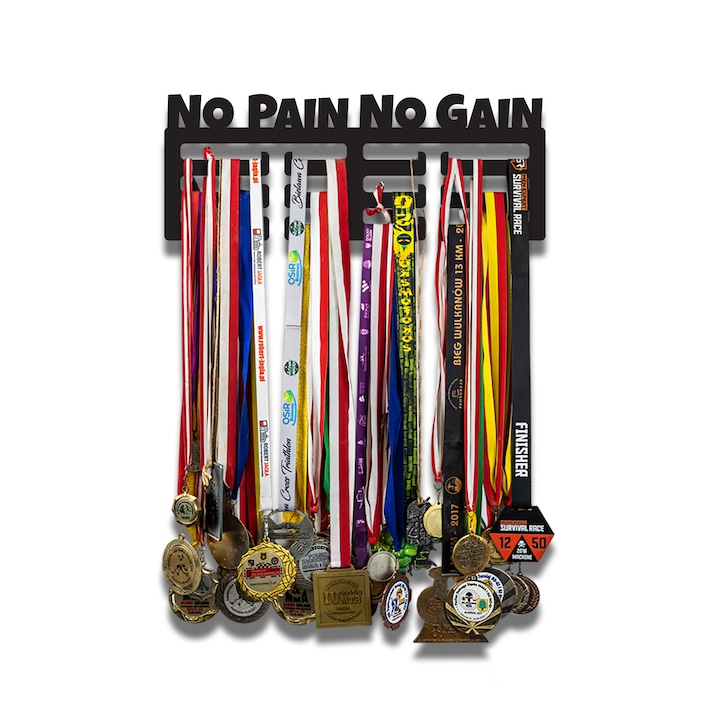 Suport medalii, No pain No Gain, MDF, Negru