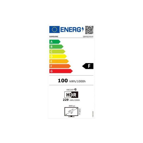 Televizor QLED Smart SAMSUNG 65Q70C, Ultra HD 4K, HDR, 163 cm, Clasa F, Gri