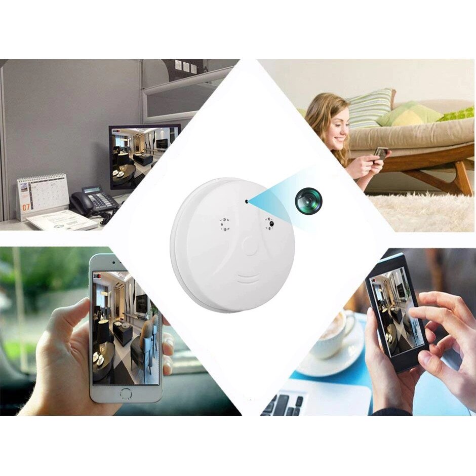 Detector Fum cu Camera Ascunsa, Full HD, WiFi, Alarm, Microfon ...