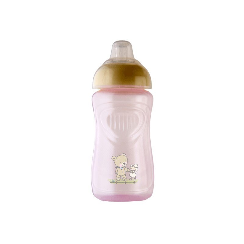 Pahar cu supapa silicon Rotho-babydesign 300 ml Baby Tender rose