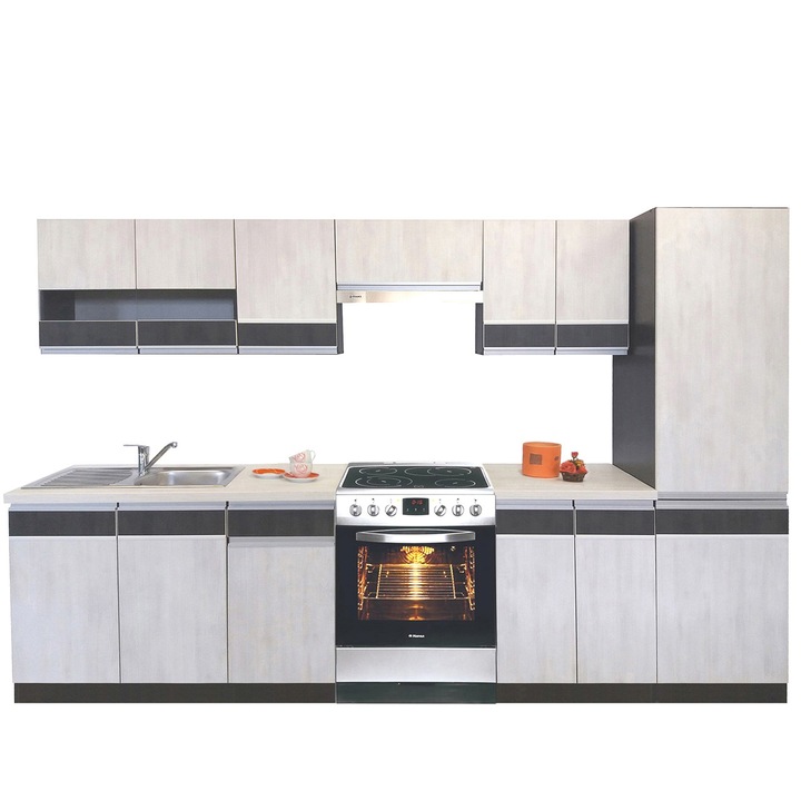 Set Bucatarie Sara 3B2, Genarom, Sosna Norweska / Sosna Norweska Czarna, 290 x 195,5 x 60 cm