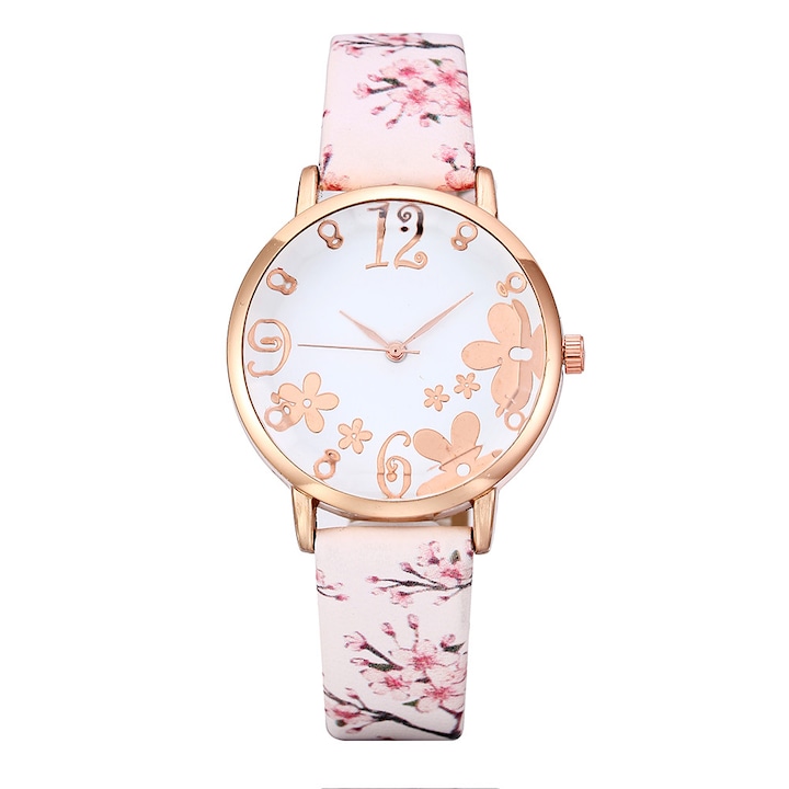 Дамски кварцов часовник, Floral Luxury, бял