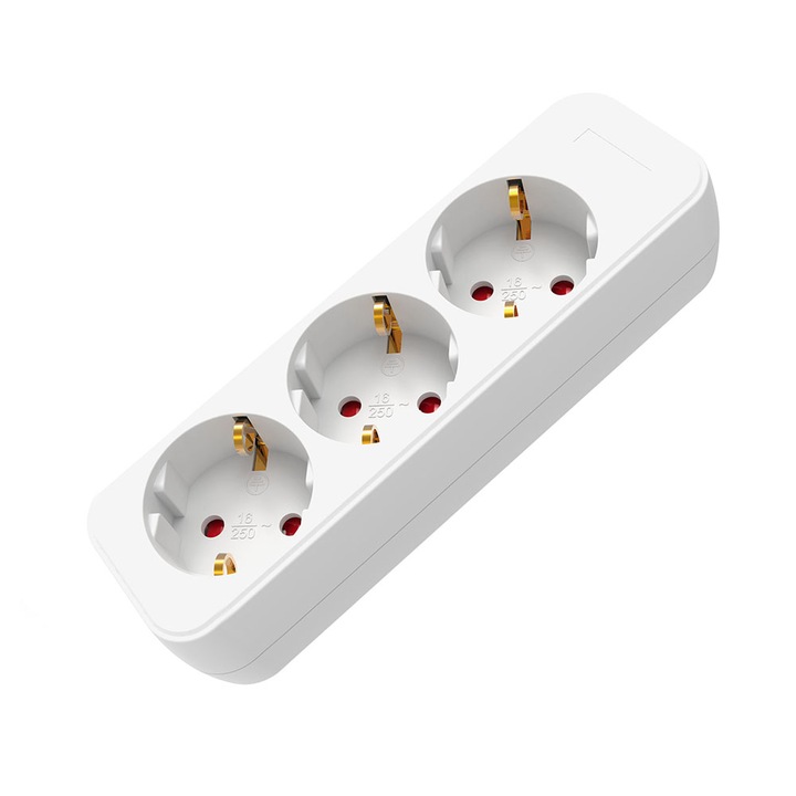 Разклонител 3G Шуко, Muhler, Бял