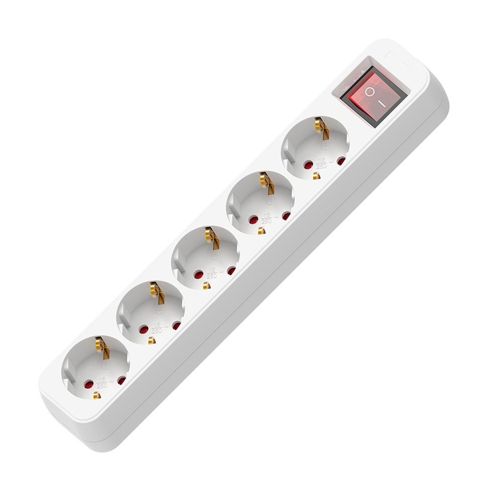 Разклонител с ключ 5G, Muhler, Бял