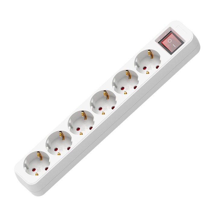 Разклонител с ключ 6G, Muhler, Бял