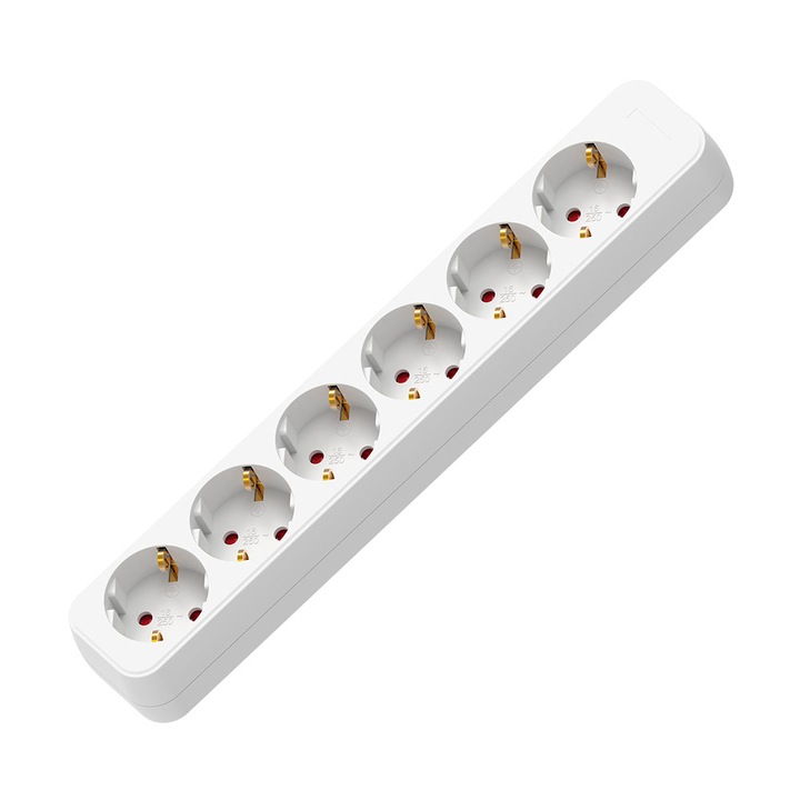 Разклонител 6G Шуко, Muhler, Бял