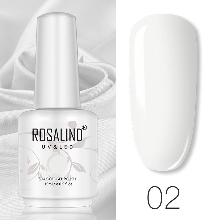 Гел лак Rosalind 02, 15 мл, Бял
