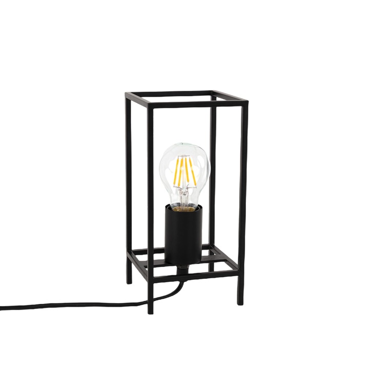 Lampa de masa, ItaLux, E27, Otel, 23 cm, Negru
