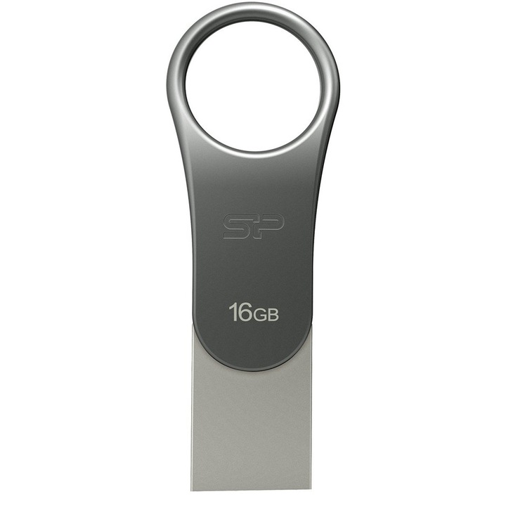 USB памет 16GB Silicon Power Mobile C80, Сребрист, USB 3.0 SP016GBUC3C80V1S