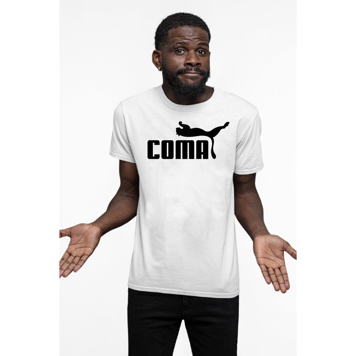 Tricou personalizat pentru barbati cu imprimeu, Coma, Bumbac, Alb, XL