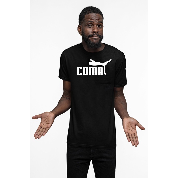 Tricou personalizat pentru barbati cu imprimeu, Coma, Bumbac, Negru, L
