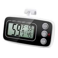 Termometru digital pentru frigider cu carlig, -50 -70°C, inregistrari de temperatura minima si maxima, rezistent la apa, OUYLAF, Negru