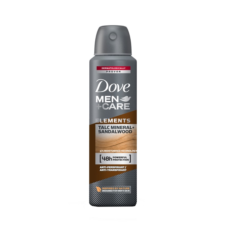 Deodorant antiperspirant spray Dove Men+Care Talc si Santal, 150 ml