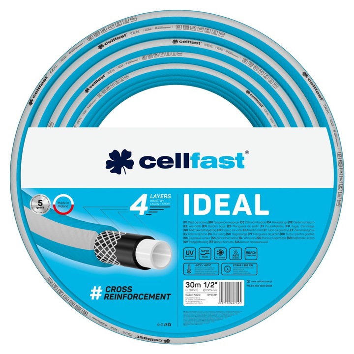 Furtun de gradina IDEAL, 4 straturi, 1/2", 30m, albastru