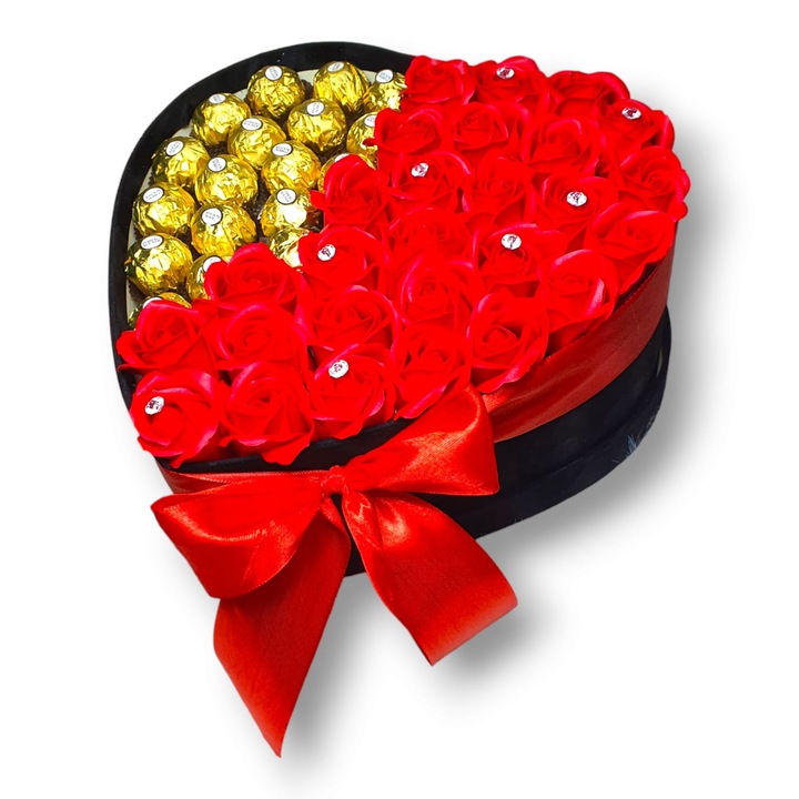 Aranjament Floral Ferrero Red Love, 24 Trandafiri