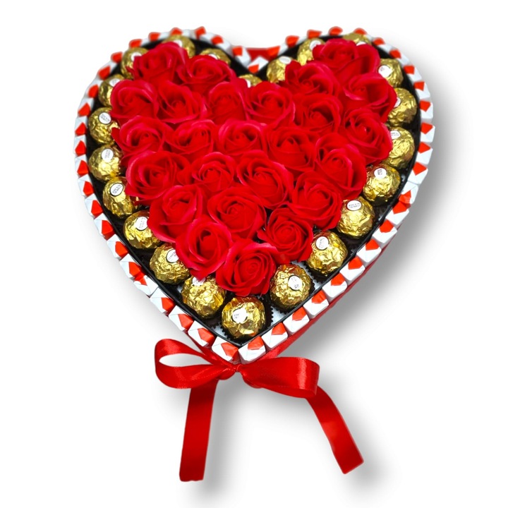 Aranjament Floral Kinder Ferrero Love, 19 Trandafiri 30 CM