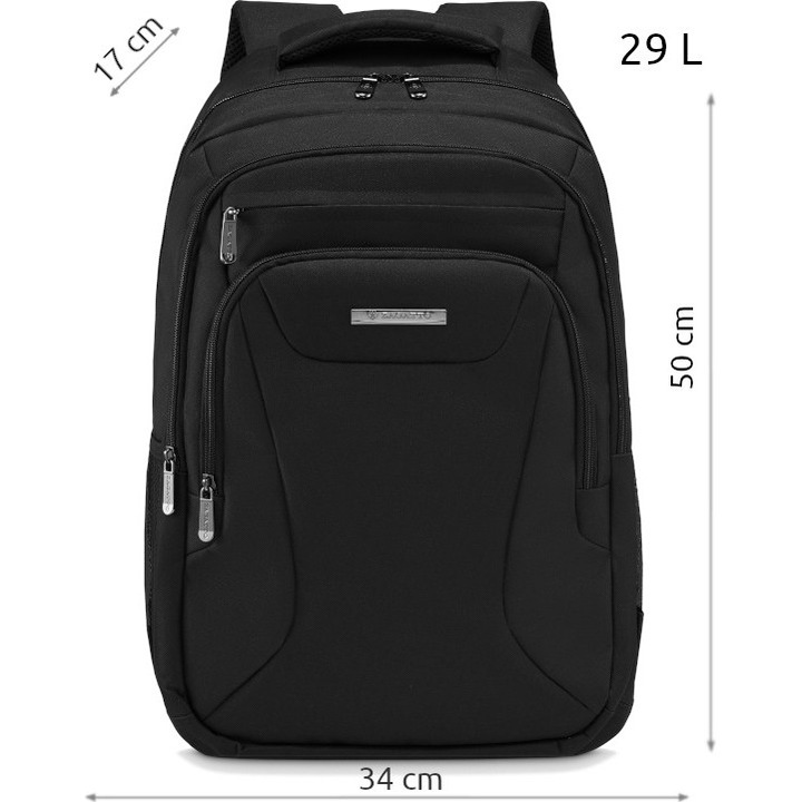 Rucsac barbati, Zagatto, Negru, Impermeabil, Buzunar laptop 17,3”, Permite documete A4, 29L, Dimensiune 50x34x17 cm, Ergonomic, Multifinctional, Casual, Business, ZG772