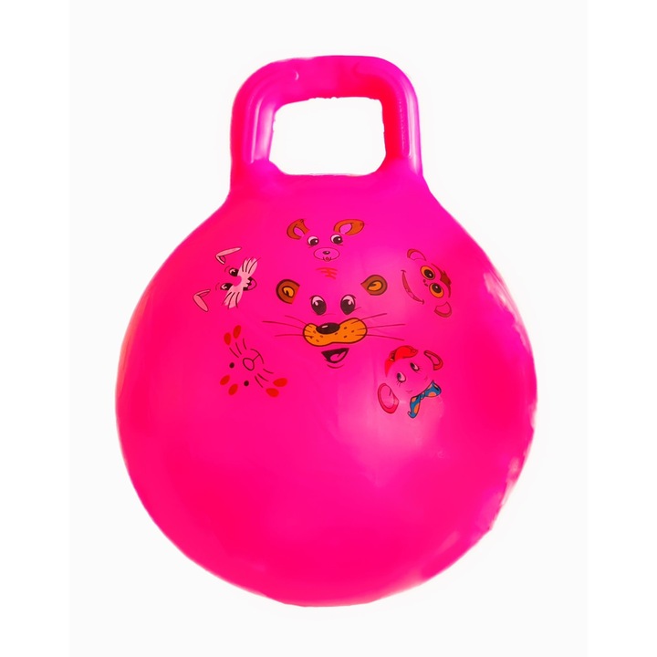 Minge Gonflabila de sarit pentru copii, Fitness, 45-55 cm Diametru, Pentru utilizare in interior si exterior, Culoare Roz