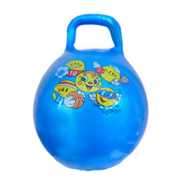 Minge Gonflabila de sarit pentru copii, Fitness, 45-55 cm Diametru, Pentru utilizare in interior si exterior, Culoare Albastru