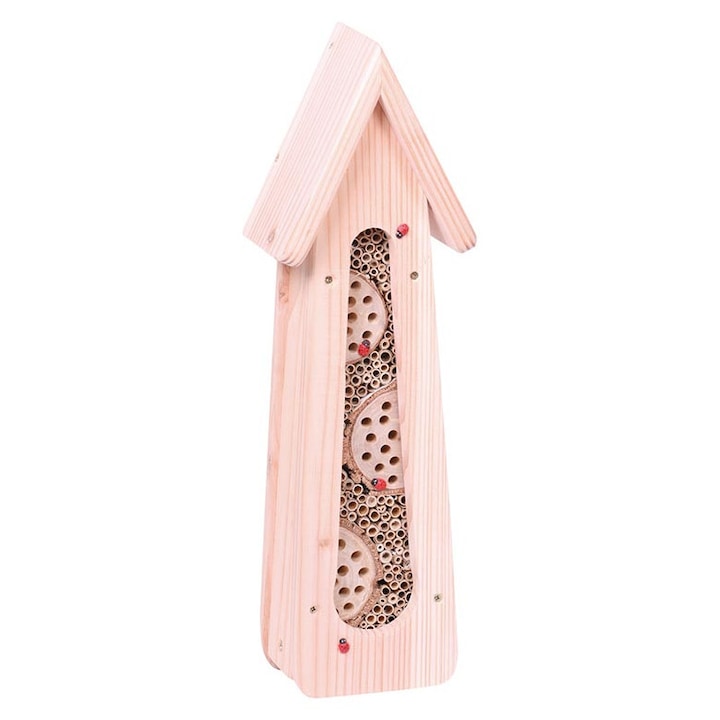 Castel pentru insecte, lemn natural de cires, duglas, 16cm x 14cm x 51cm, Natural Timber
