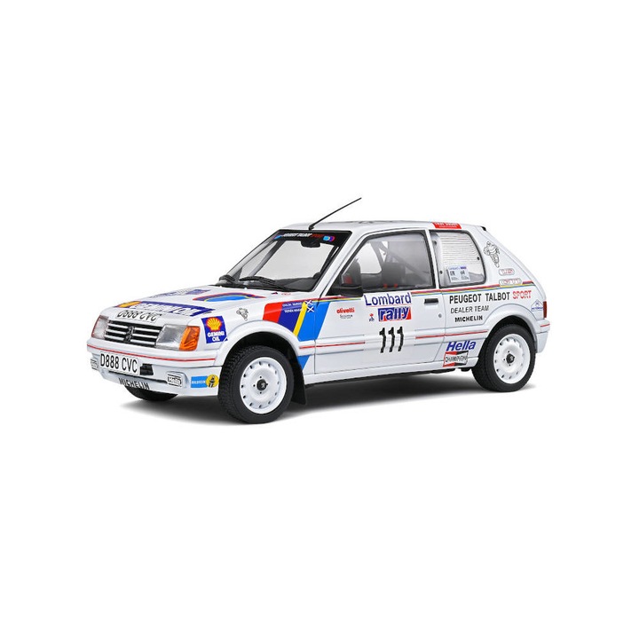 Modell autó Peugeot 205 GTI #11 Lombard RAC Rally 1988, 1:18 Solido