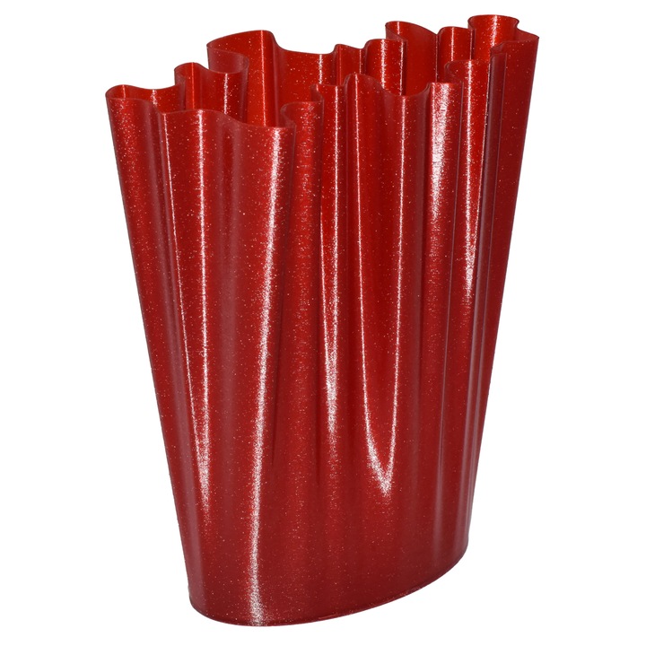 Декоративна ваза за сухи или изкуствени цветя, 3D печат, червен цвят, пластмаса, 20x12CM