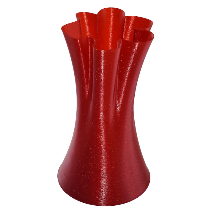 Лятна червена декоративна ваза за сухи или изкуствени цветя 3D печат, червен цвят, пластмаса, 20x9CM