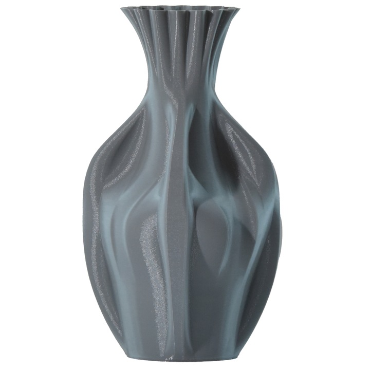 Декоративна ваза Тъмни и светли вази за сухи или изкуствени цветя 3D печат, сив цвят, пластмаса, 20x6CM