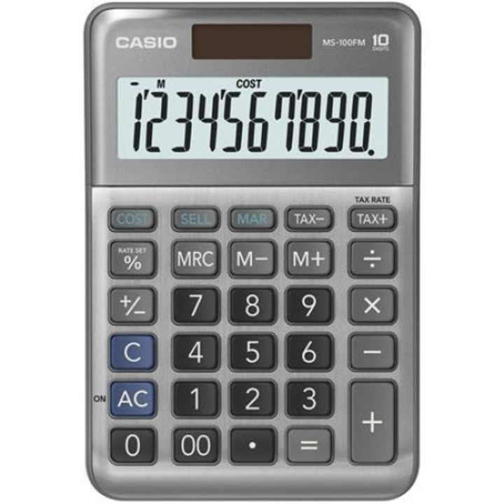 Calculator desktop, Casio, 10 cifre, CASIO "MS-100 FM", Gri