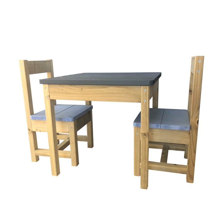 Set masa si scaune de gradina pentru copii (T4), Wendi Toys, lemn natur
