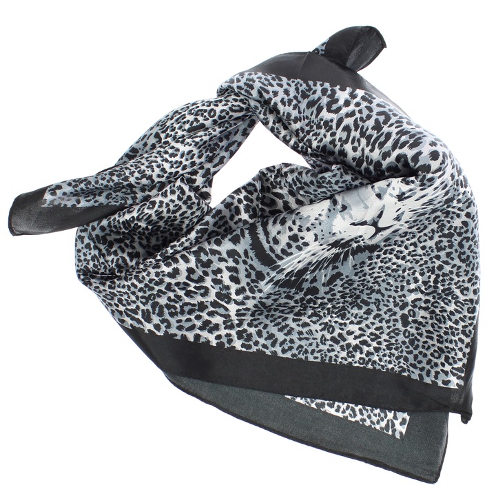 Batic dama, Buticcochet, dimensiune 60x60 cm, 60% poliester 40% matase, animal print, Negru - ES2065