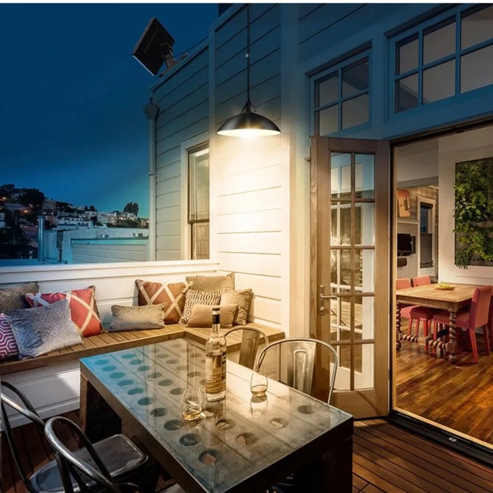 Lampa solara de interior si exterior Sampaio, telecomanda, lumina rece cat si calda, lungime cablu 5m, panou solar 5.5V/640mA, baterie 3.7V/2000mAH *2pcs