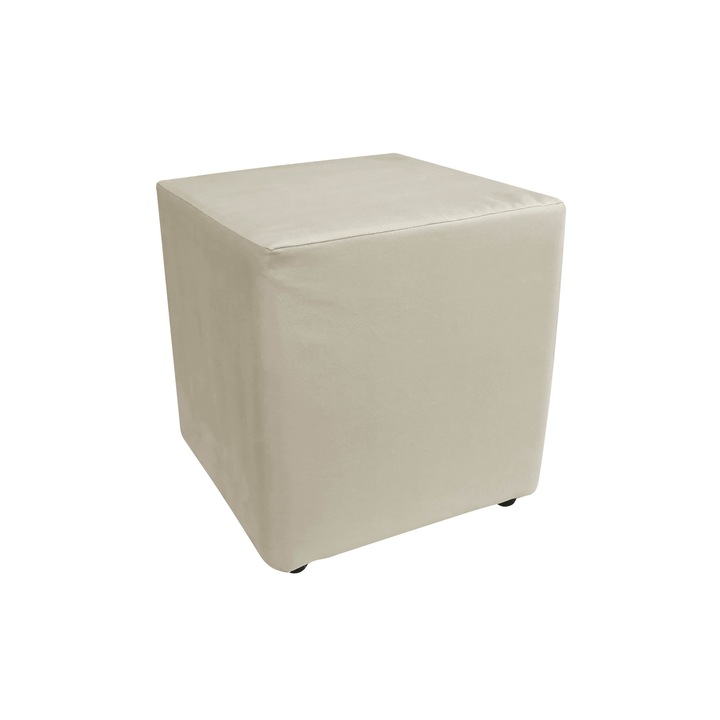 Taburet pe structura de lemn, Spring, 42x42x42 cm, Hande, Beige, 02