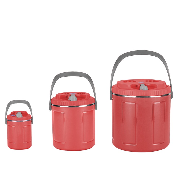 Caserola termica, set 3 piese, cu interior din inox, Naimeed D4803, Rosu