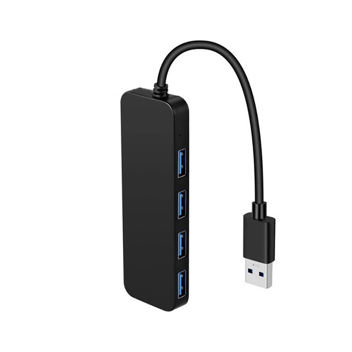 USB хъб 4 в 1, Vaxiuja, ABS, 5Gbps, USB интерфейс, черен