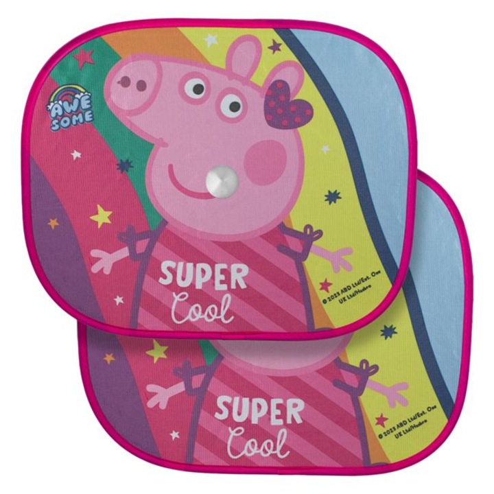 2 db autós napellenző készlet Peppa Pig mintával, tapadókoronggal, 44x36 cm, Multicolor, JMB-BBL8234