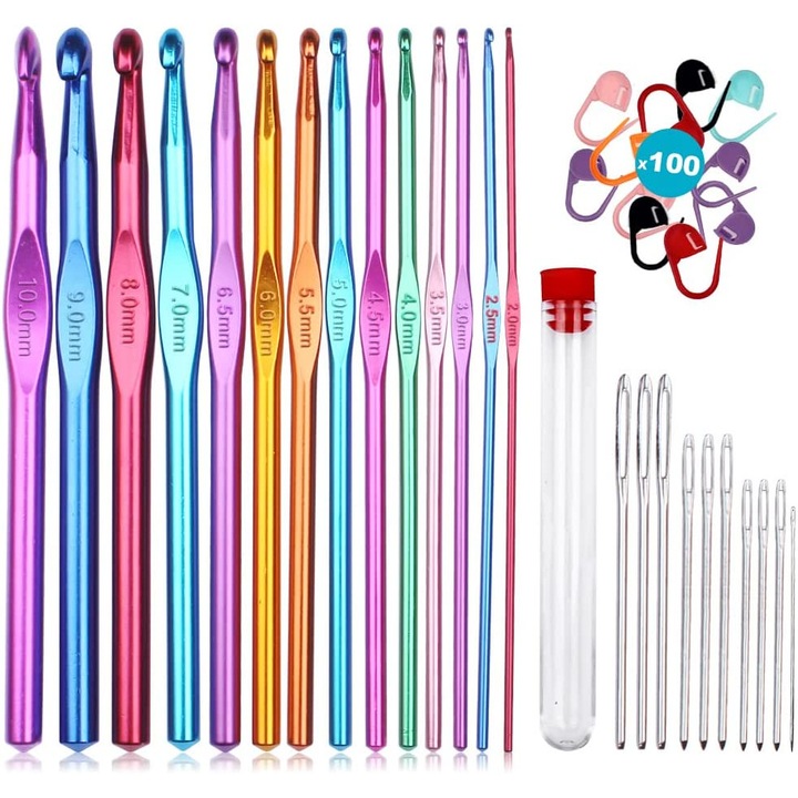 Horgolt készlet, Sooye, Alumínium, Többszínű