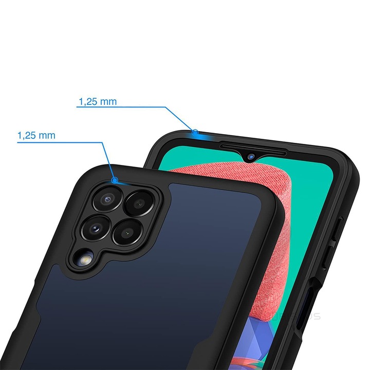 Калъф Ultimate Optim Protection 360° за Samsung Galaxy A12, хибридна технология, ултра издръжлив, защита на камерата, цял екран и защита на гърба, розов