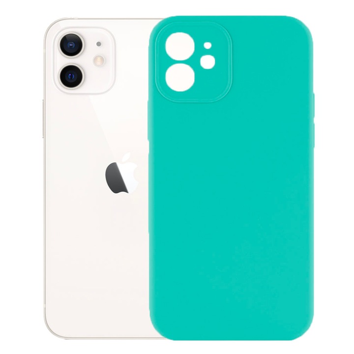 Husa protectie, interior de catifea, compatibila cu Apple iPhone 12 Mini, FONIX BloomShield, silicon, margini ridicate, slim, Turcoaz