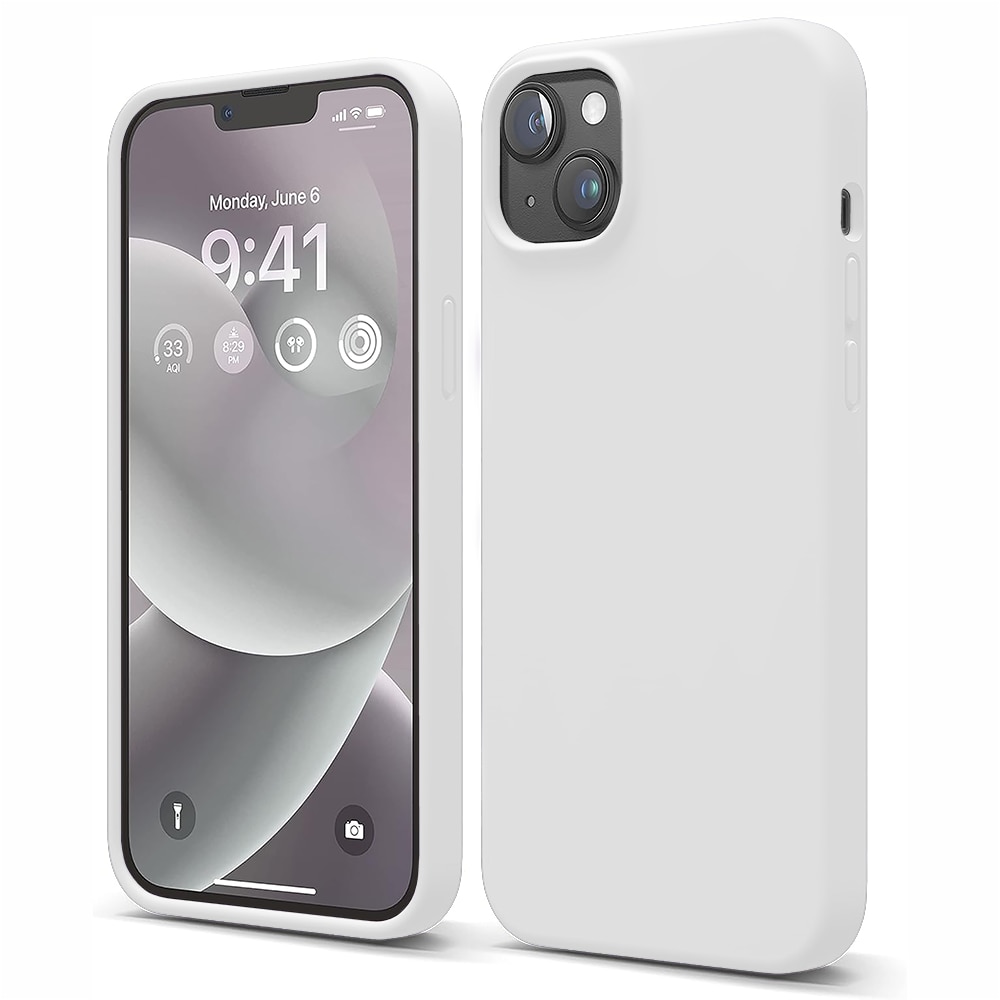 Husa CASEY STUDIOS™ compatibila cu iPhone 13 Mini, Soft Silicone Premium, Microfibra in Interior, Alb, de Protectie, Ultra Slim, pentru Incarcare Wireless, Margini Ridicate de Protectia Ecranului si a Camerelor