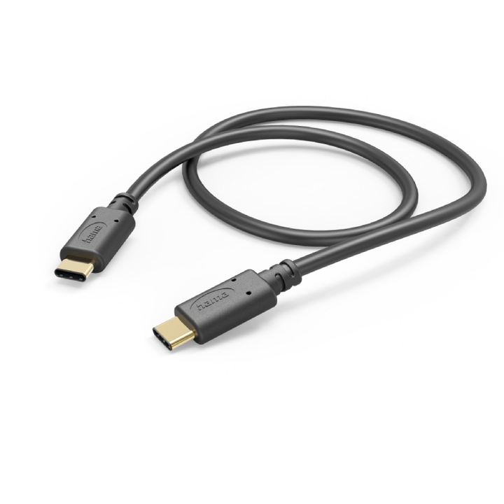 Кабел за зареждане Hama, USB-C - USB-C, 1 м, Черен