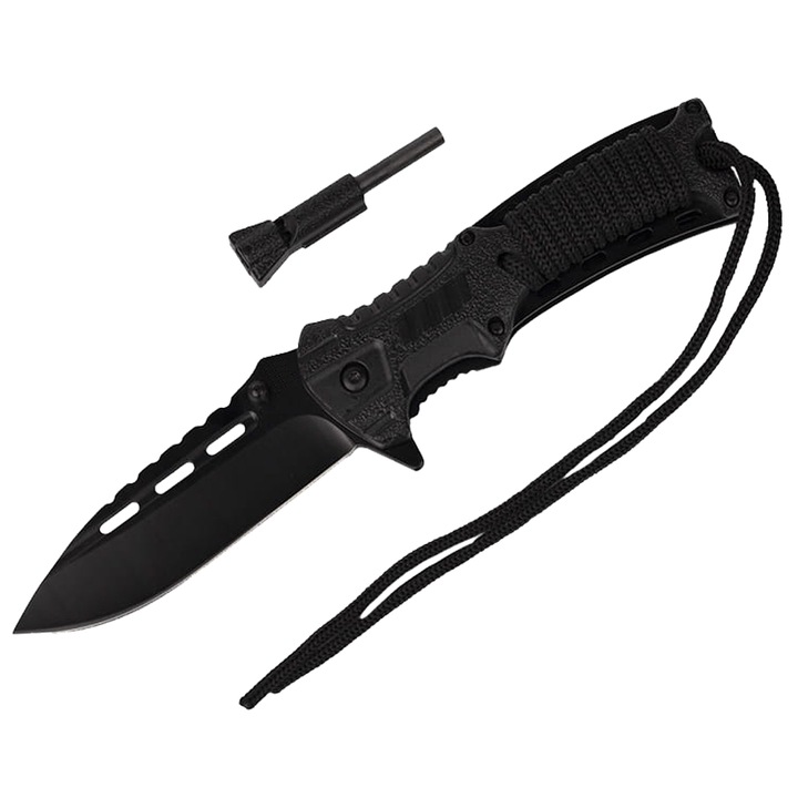 Briceag de vanatoare DEPOX®, Silent Future, otel inoxidabil, 21 cm, negru