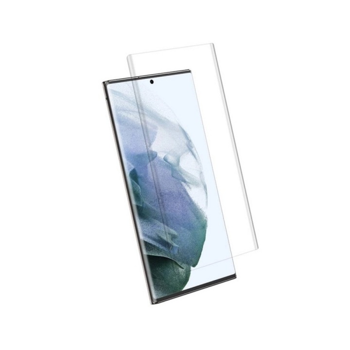 Folie Premium Blue Star, Compatibila Cu Samsung Galaxy S23 Ultra, Aplicare Cu Lampa Uv, Transparenta, Duritate 9h