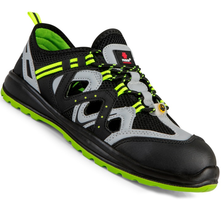 Защитни работни обувки Proof, Текстил, Черен/Зелен, Размер 42