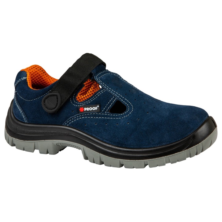 Pantofi de protectie, sandale, Proof, S1 SRC, Piele intoarsa, bombeu metalic, Bleumarin, marimea 41