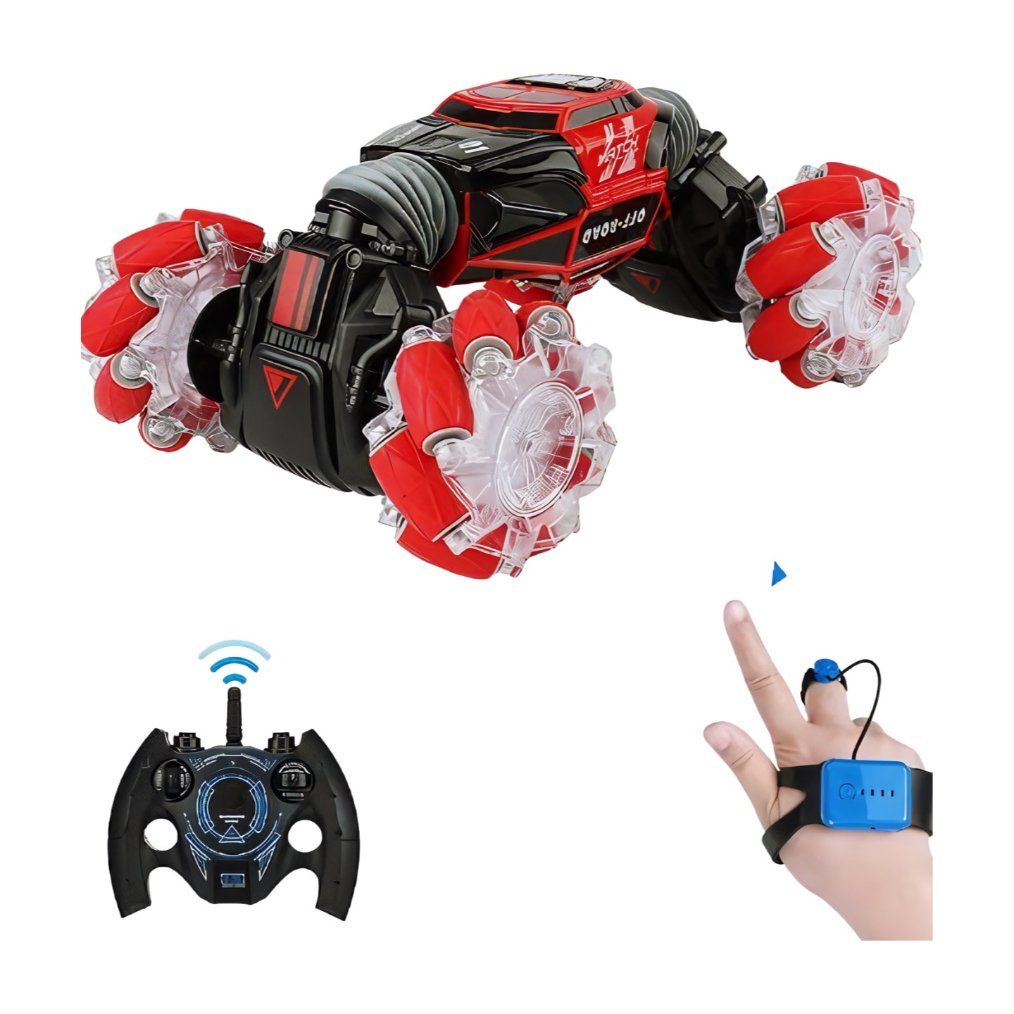RC кола с дистанционно управление, каскада 360, 4x4, червена, 27 x 18 x ...