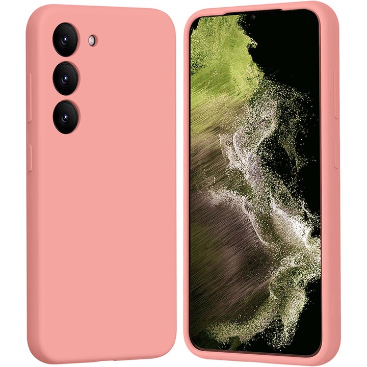 Husa Daden® Soft Silicone compatibila cu Samsung S23 Plus, Interior din Microfibra, Protectie la camera, Protectie sporita, Roz bombon