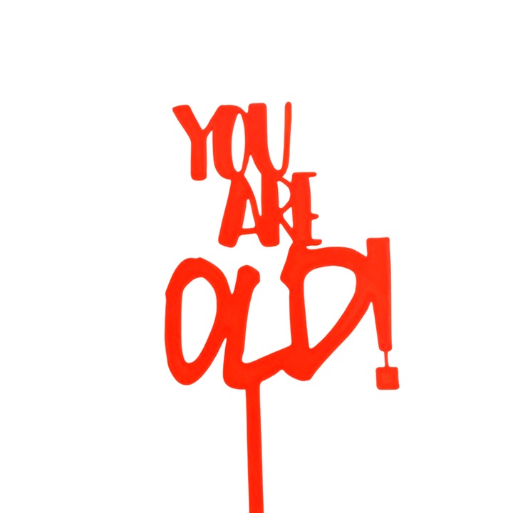 Tortafedő dekoráció "Öreg vagy", 9 x 15 cm, Piros