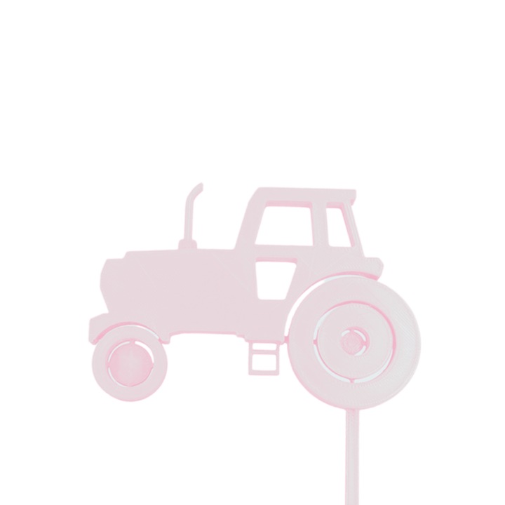 Топер за торта "Трактор", автомобилен ентусиаст, украса за деца, 12,5 х 11,3 см, бяла слонова кост